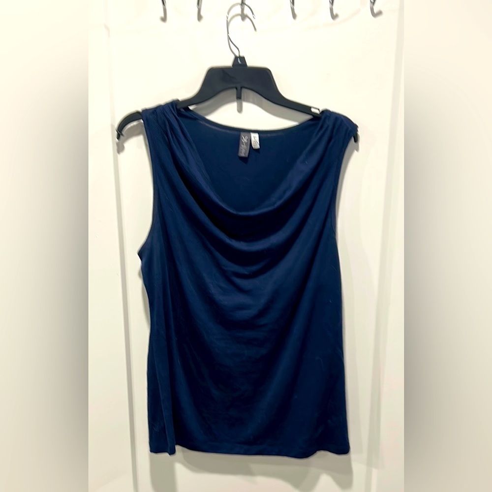 Ibex Merino Wool Women's Aria Sleeveless Cowl Neck Tank Navy Size Large